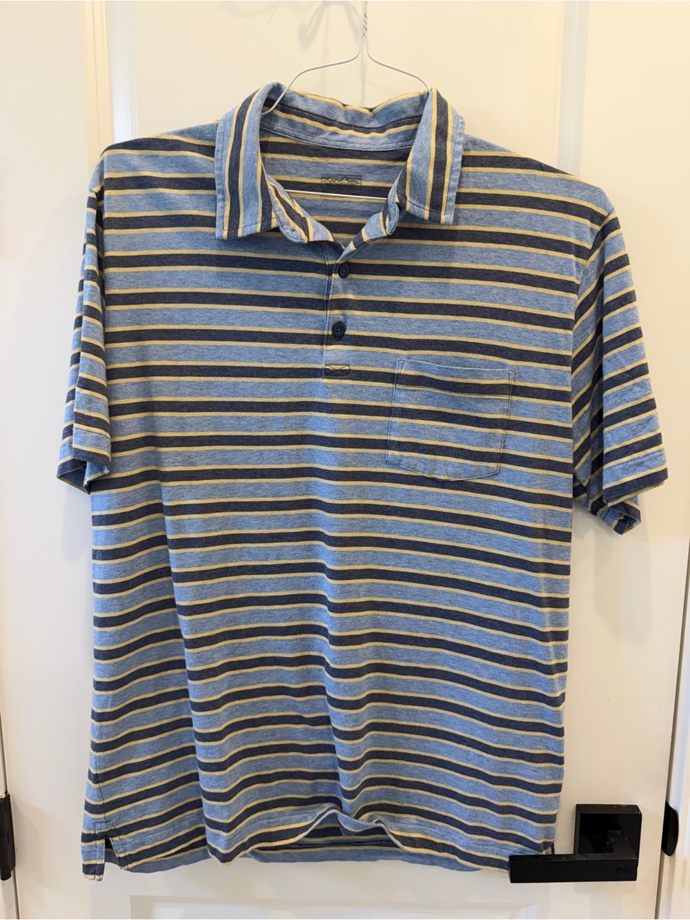 Patagonia Men's Short-Sleeve Striped Polo Shirt in Blue and Gray